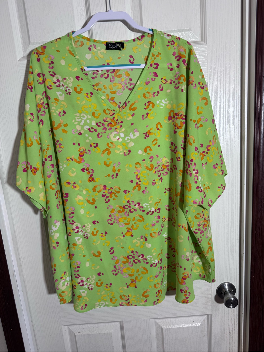 Sparrow Lime Green Printed V-Neck Women's Blouse